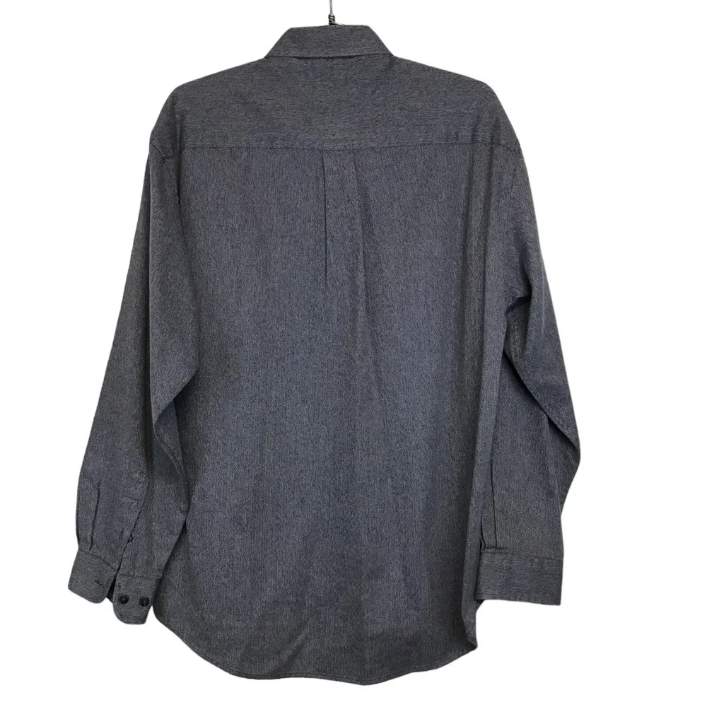 Dockers Mens Medium Grey Herringbone Button Down Shirt 100% Cotton Long Sleeve